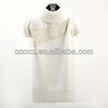 12STC0600 meshed turtleneck women knitted fur sweaters